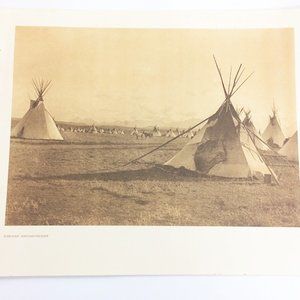 Piegan Encampment Vintage Book Lithograph